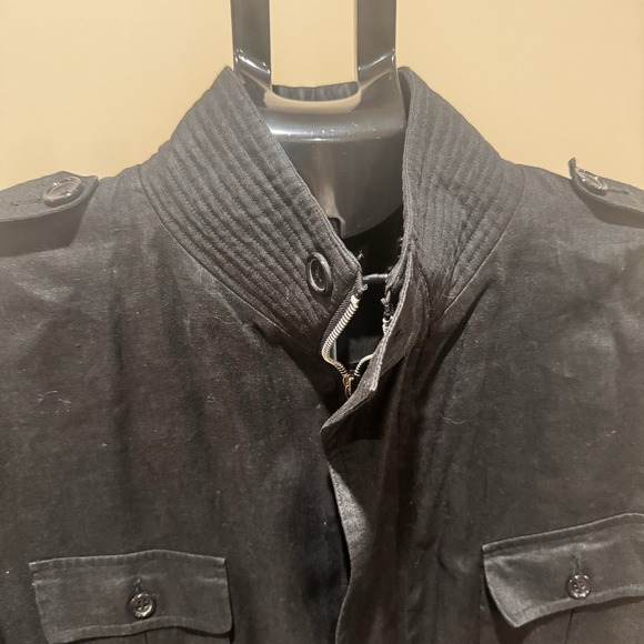 Cigar Couture Men's Large 100% Linen Black Full Zip Jacket Safari Style Smoke - Picture 4 of 15